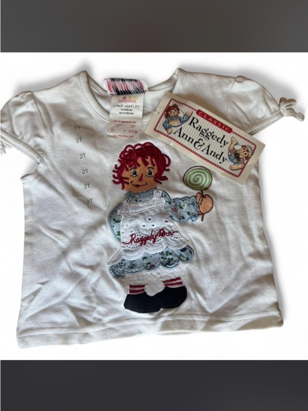 Raggedy Ann & Andy White Short Sleeve Tee with Raggedy Ann Applique